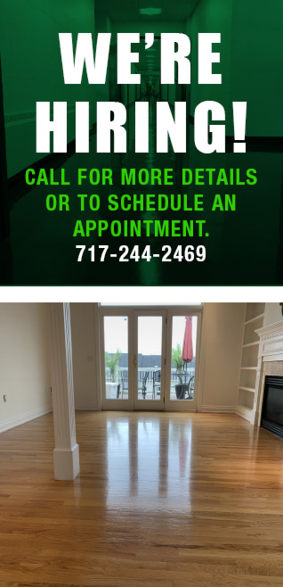 We are currently hiring part time, first shift, floor and carpet technicians. If you're looking for a career with a company that's been around for over 70 years, give us a call at 717-244-2469 for more details or to schedule an interview. Thank you! We are hiring. Call for details. Hardwood floor, tile, carpet cleaning - steam cleaning - rug and upholstery cleaning - sandless refinishing - York, PA